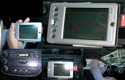 Prototype of the in-vehicle device made by hacking a PDA